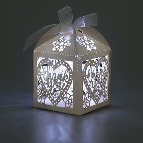 COTOPHER Laser Cut Gift Boxes 60pcs Wedding Favor Boxes with Ribbons