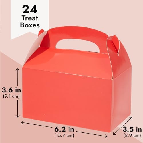 Juvale 24-Pack Red Gable Boxes with Handles