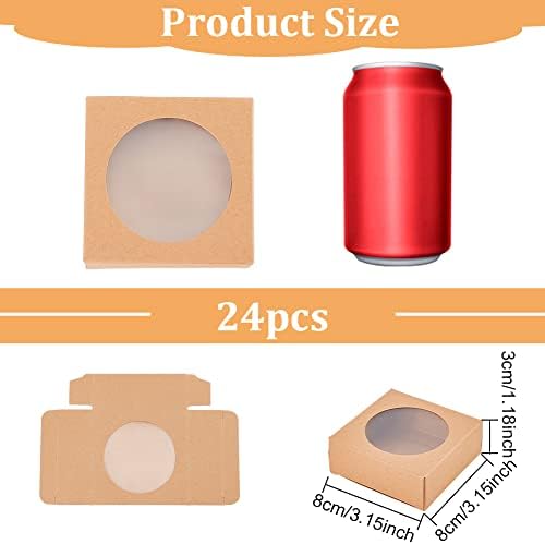 BENECREAT 24 Pack Brown Kraft Gift Boxes with Clear Window