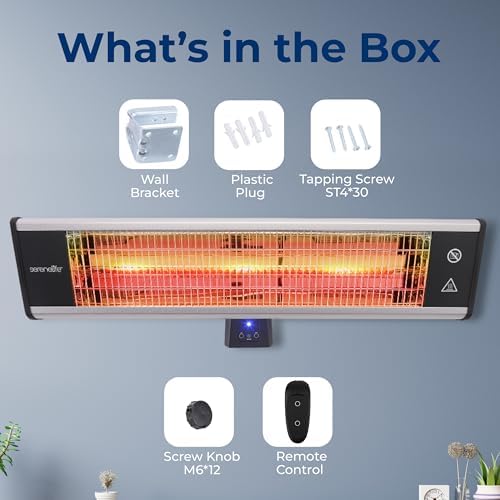 SereneLife Infrared Wall Mount Heater with Remote Control 1500W
