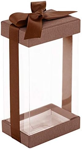 Hammont Clear Gift Box 6 Pack with Base Lid and Ribbon