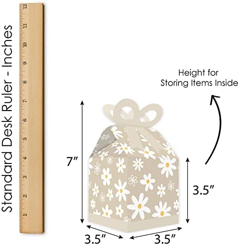 Big Dot of Happiness Tan Daisy Flowers Gift Boxes - Set of 12