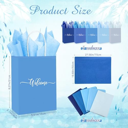 Kolldenn 50 Set Gradient Blue Welcome Gift Bags