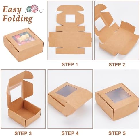 HOBBIESAY 20Pcs Folding Paper Boxes with Clear Window
