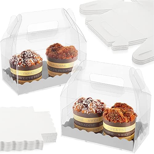 Handepo 25 Pcs Clear Gable Boxes with Handles