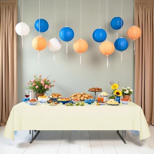 6 Pack Cream White Paper Tablecloth for Rectangle Tables 54x108 Inch