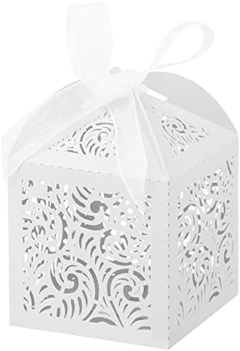 COTOPHER 100Pcs Laser Cut White Favor Boxes for Gifts