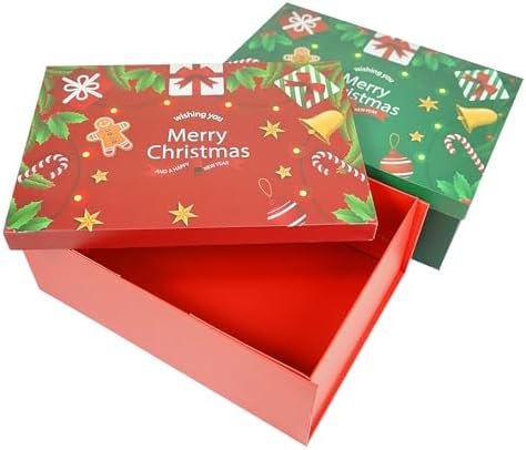 Red Christmas Gift Boxes with Lids 10 Pack