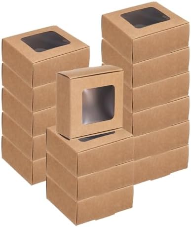 Uxcell 60Pcs Mini Kraft Soap Boxes with Clear Window