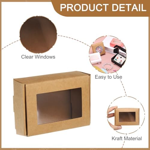 Uxcell 60 Pcs Kraft Soap Boxes with Clear Window