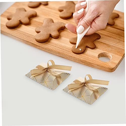 Hemoton 50pcs Gold Foil Pillow Boxes for Gifts and Parties