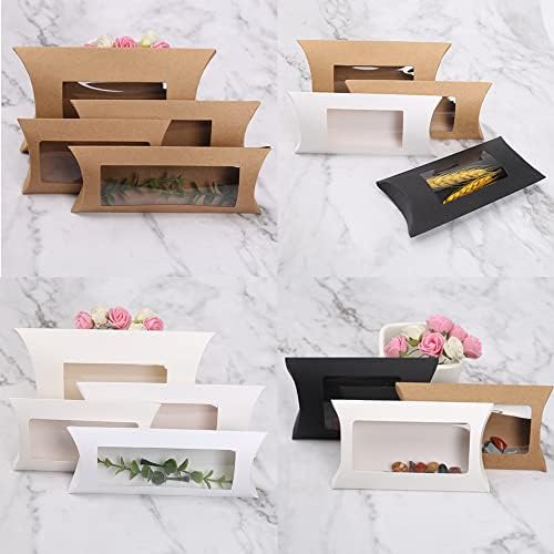 40pcs Kraft Paper Mini Pillow Packaging Box with Clear Window