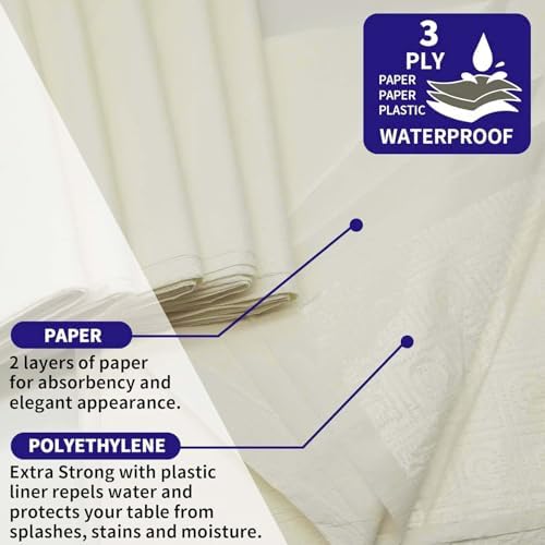 6 Pack Cream White Paper Tablecloth for Rectangle Tables 54x108 Inch