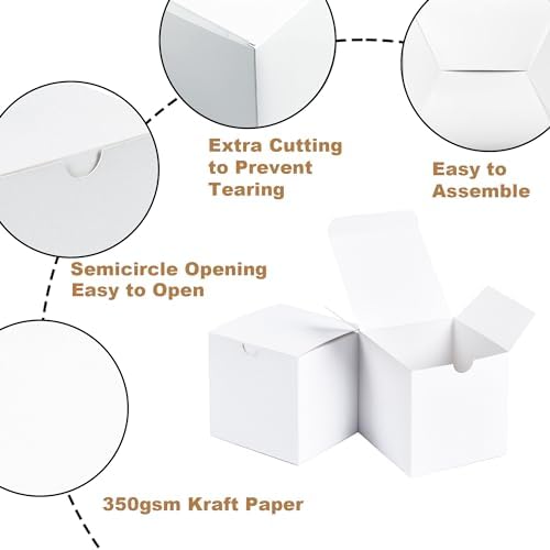 SHIPKEY 100PCS White Cardboard Gift Boxes with Lids