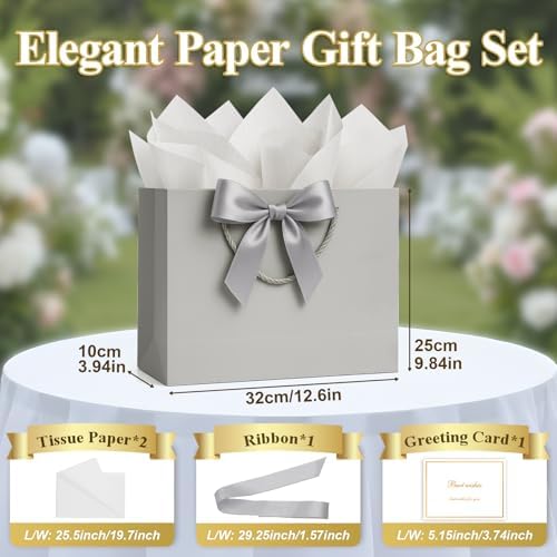 ANZNKU Large Gift Bag with Handles and Ribbon