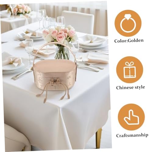 NIYANGLE Elegant Brocade Candy Boxes with Handle for Weddings and Celebrations