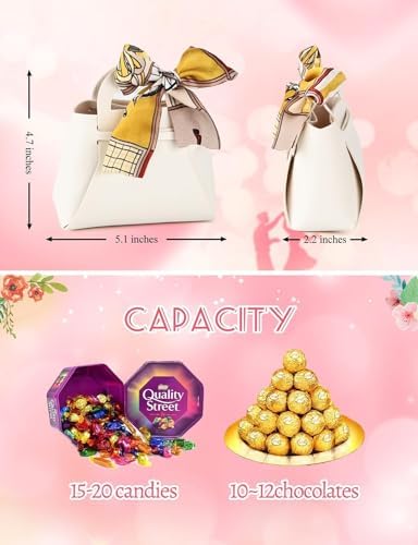 Worldoor 12 Pack Reusable Leather Candy Bags with Handle