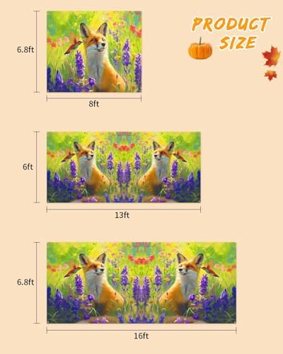 Singingin Fall Garage Door Banner 7x8 ft Fox Hummingbird Lavender Flowers