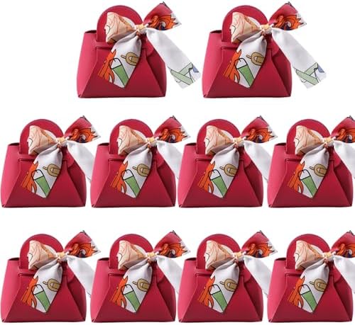 HOSDZOU 10 Pack Leather Candy Bags with Handle