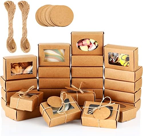 Yexiya 60 Pcs Kraft Gift Boxes with Window