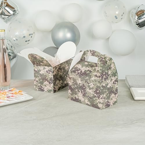 Restaurantware Camouflage Gable Party Boxes 25 Count With Handle