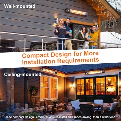 Uthfy 1500 Watt Electric Wall Mounted Patio Heater with Remote Control