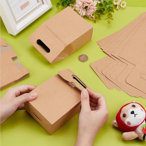 PH PandaHall 24 Pack Brown Gift Boxes with Handles