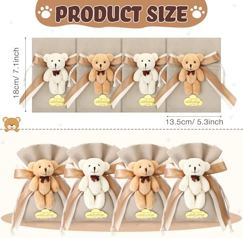 24 Pcs Plush Bear Gift Bags for Baby Shower