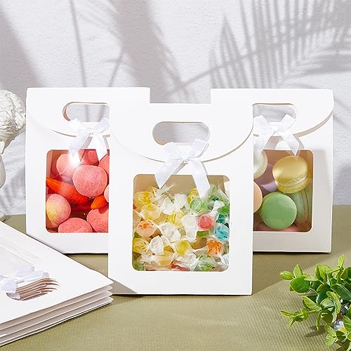 Nbeads 24 Pcs Small White Kraft Paper Bags with Window