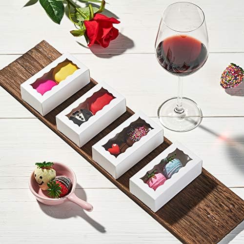 24PCS Elegant White Double Favor Boxes with Clear Window