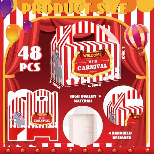Dunzoom Carnival Themed Treat Boxes 48 Pcs