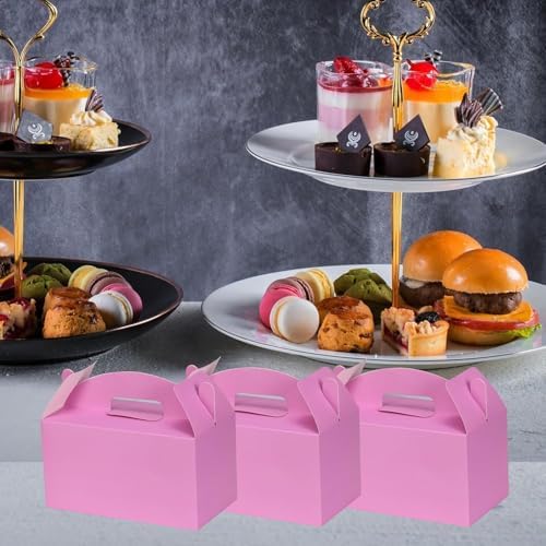 Aosric 12 Pink Gable Boxes with Handles for Gifts