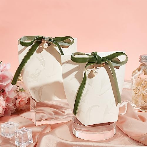 PLIGREAT 10 Pcs Pearl Ribbon Gift Boxes