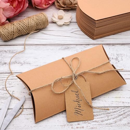 Bright Creations Kraft Paper Pillow Gift Box Set - 50 Pack
