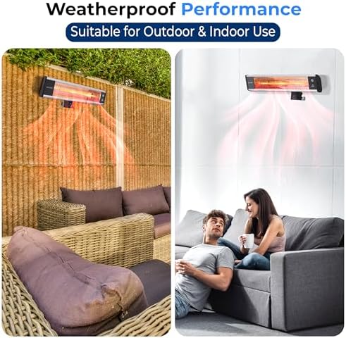 SereneLife Infrared Wall Mount Heater with Remote Control 1500W