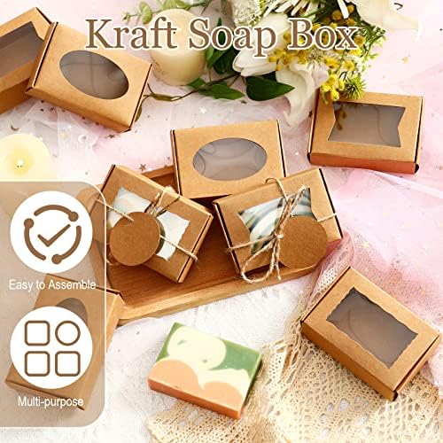 Yexiya 60 Pcs Kraft Gift Boxes with Window