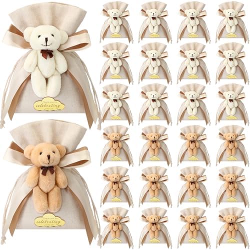 Shinylin 24 Pcs Plush Bear Gift Bags for Baby Shower