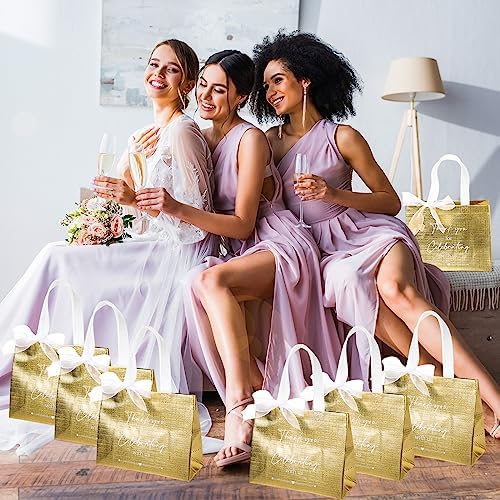 CHENGU 100 Pcs Gold Wedding Gift Bags with Handles