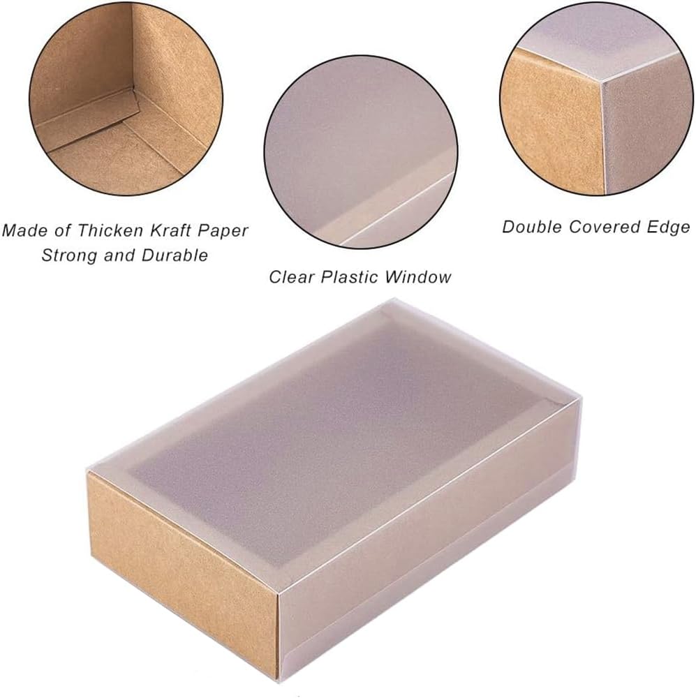 BENECREAT 30 Pack Rectangle Brown Kraft Gift Boxes