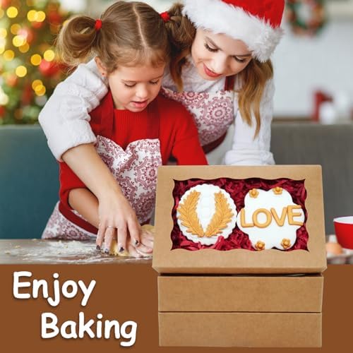 20 Pcs Kraft Cookie Boxes with Window 7x4375x15 Inch