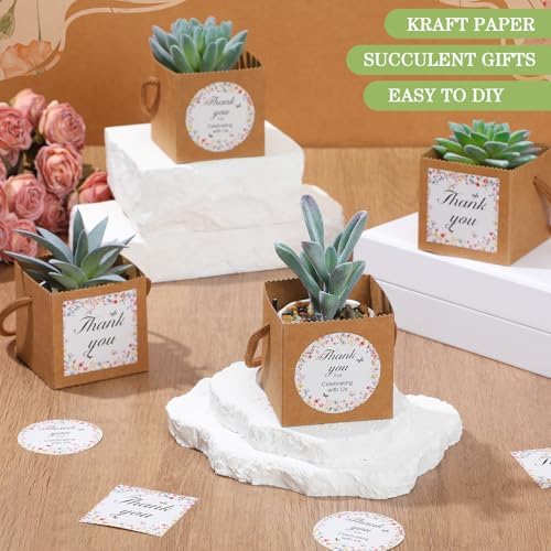 Faccito 60 Pack Succulent Wrap Bags with Wildflower Stickers