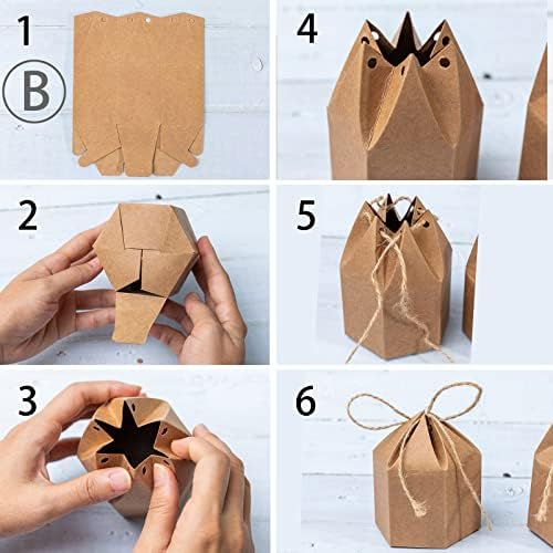 50 Pack White Kraft Gift Boxes with Twine