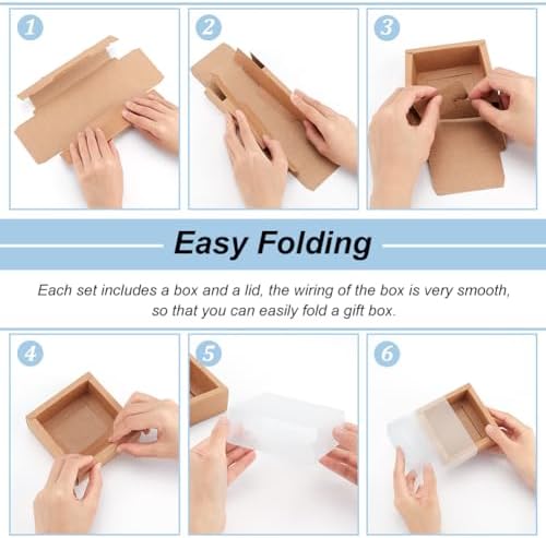 BENECREAT 16 Pack Square Brown Gift Boxes with PVC Windows