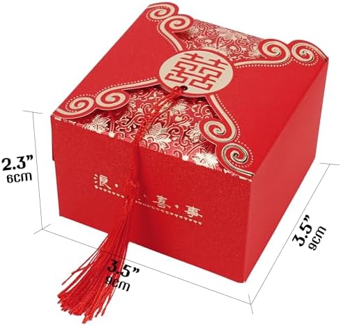 HannaFires 20pcs Double Happiness Favor Boxes