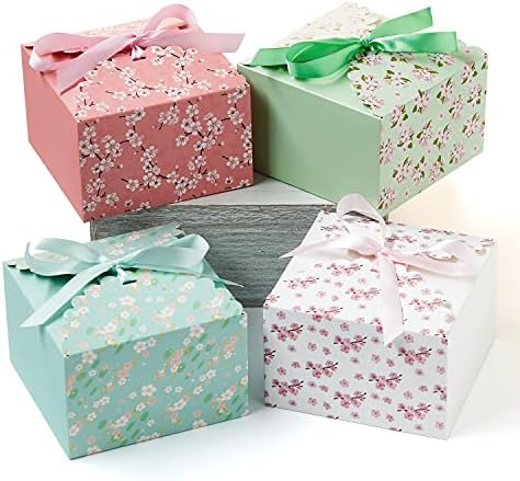Small Floral Gift Boxes with Lids and Ribbons 20 Pack