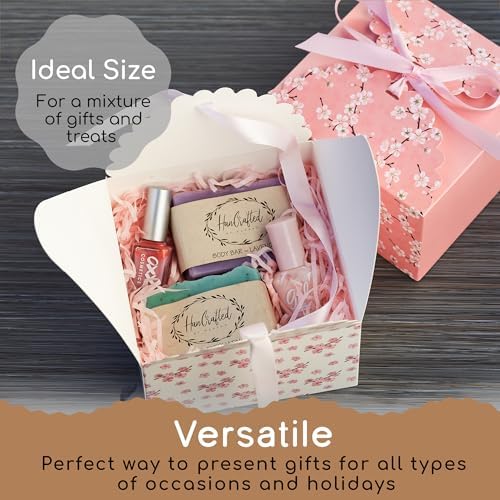 Small Floral Gift Boxes with Lids and Ribbons 20 Pack