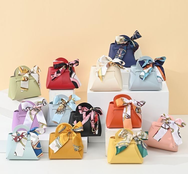 ikasus Creative Leather Candy Gift Bags with Handle 12 Pack