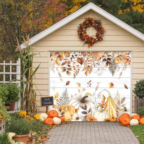 Fall Garage Door Banner with Pumpkins and Maple Leaves