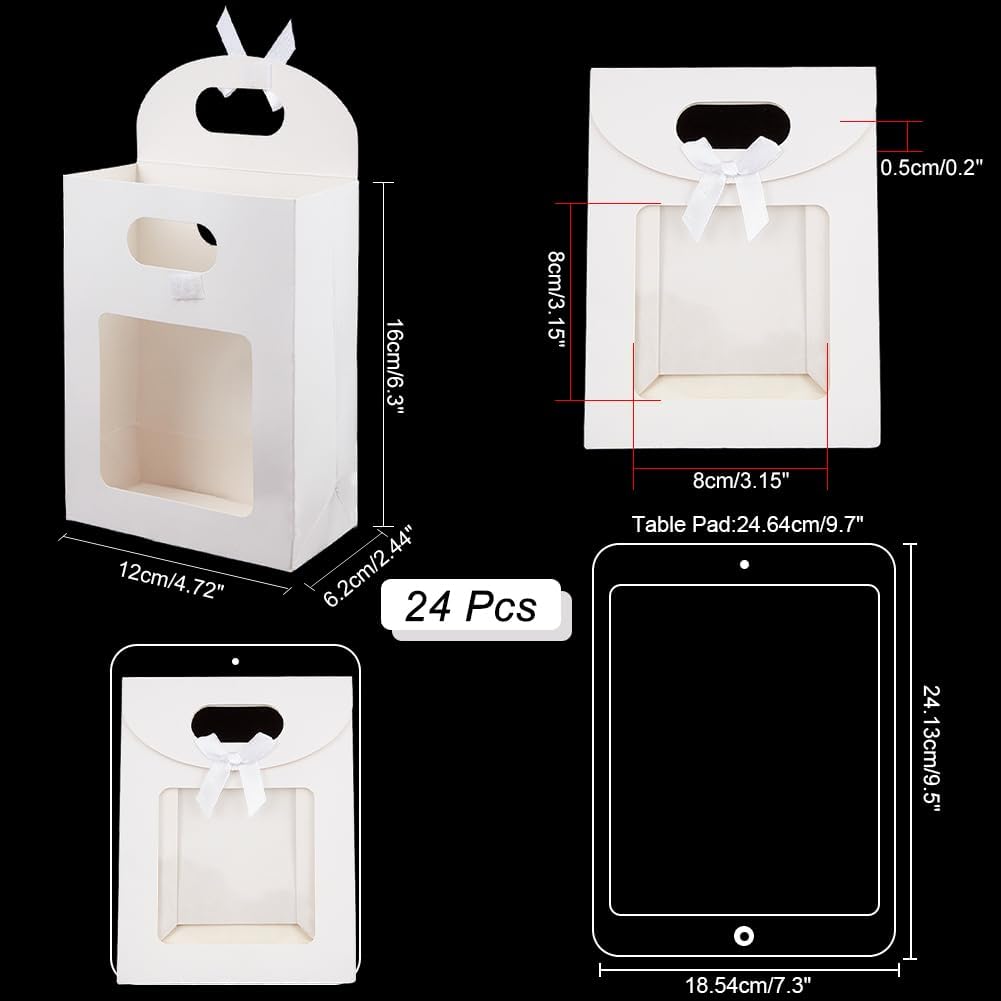 Nbeads 24 Pcs Small White Kraft Paper Bags with Window