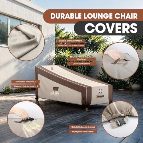 HAMLER Chaise Lounge Cover Heavy Duty Outdoor Waterproof